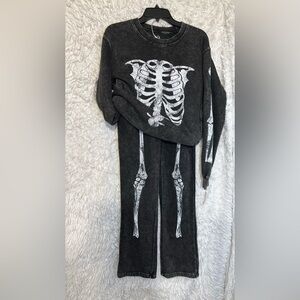 🖤☠️NWT-Hills and Valleys Black Garment Dyed Skeleton Coord Set Sz S🖤☠️